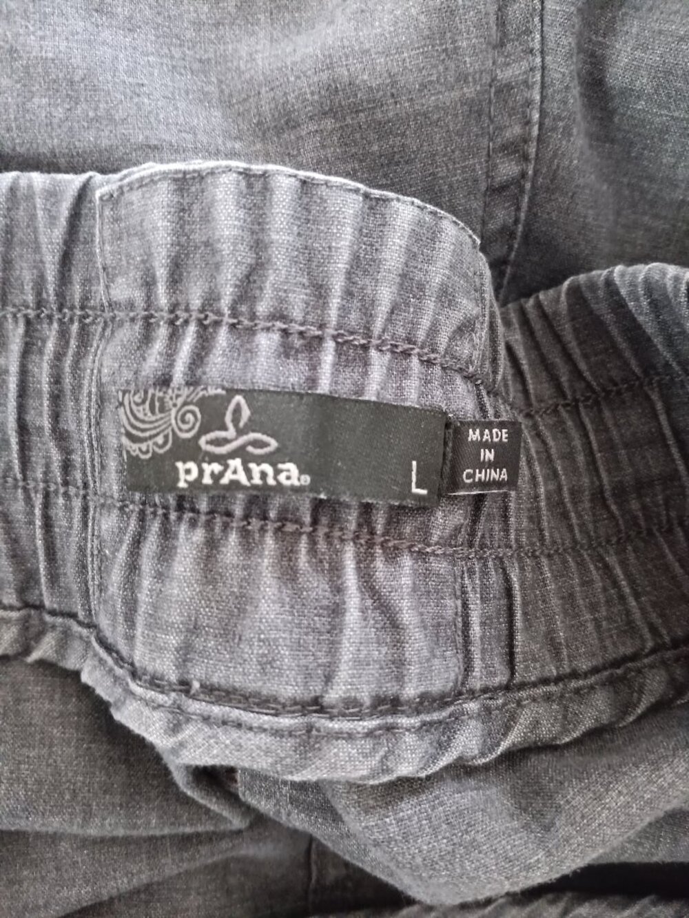 PRANA Elastic Waist Hemp Pants women's Large Sustainable Neutral